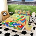 thumbnail image 2 of Erosebridal Letter H Orange Gradient Soccer Ball Print Full Size Sheets, Sports Monogram Bed Sheets for Kids Boys and Girls, 1 Flat Sheet, 1 Fitted Sheet and 2 Pillowcases, 2 of 6