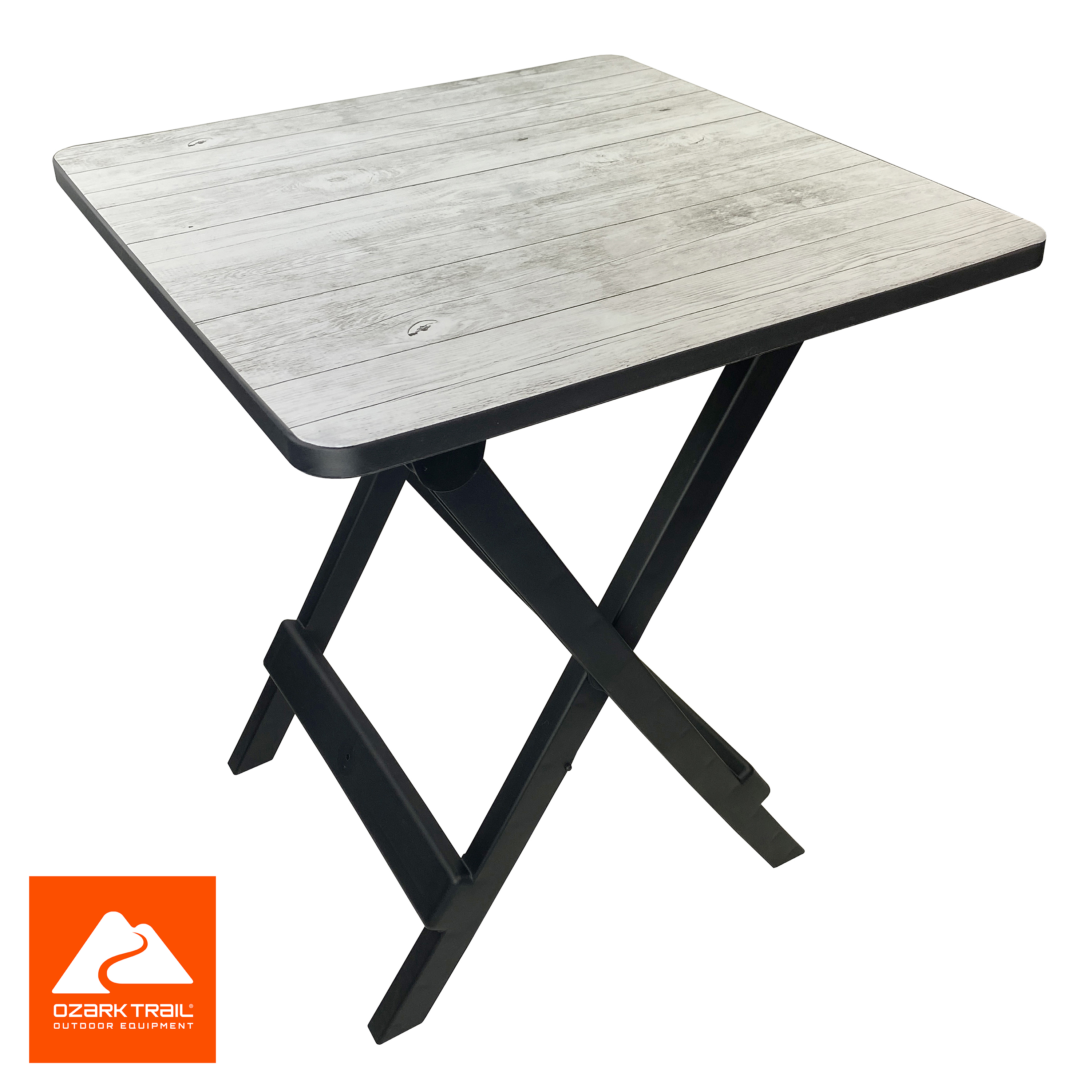 Mesita de campamento plegable de plástico de 19 pulgadas, Ozark Trail, grano de madera gris 7