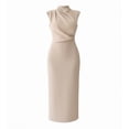 thumbnail image 4 of ClodeEU Women's Mock Neck Sleeveless Bodycon Dress ,Solid Color Spring Summer Slim Fit Midi Dress White,Women's Plus XXL, 4 of 6