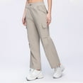 thumbnail image 6 of hoksml Womens Cargo Pants Solid Color Drawstring Casual Pants Elastic Waist Wide Leg Workwear Pants Multi-Pockets Ankle-tied Pants‌, 6 of 8