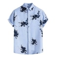 thumbnail image 4 of IWRICH Men's Hawaiian Shirts Short Sleeve Summer Floral Button down Shirt Relaxed Fit Retro Casual Beach Tops 13-Blue XL, 4 of 9