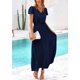 thumbnail image 3 of Vestido largo PRETTYGARDEN Verano 2025 con cuello en V y volantes, azul marino, 3 of 9