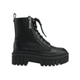 thumbnail image 2 of GUESS Womens Black Iridescent Lace Up Padded Pull Tab Lug Sole Zipper Accent Ferina Round Toe Block Heel Zip-Up Combat Boots 7.5 M, 2 of 4