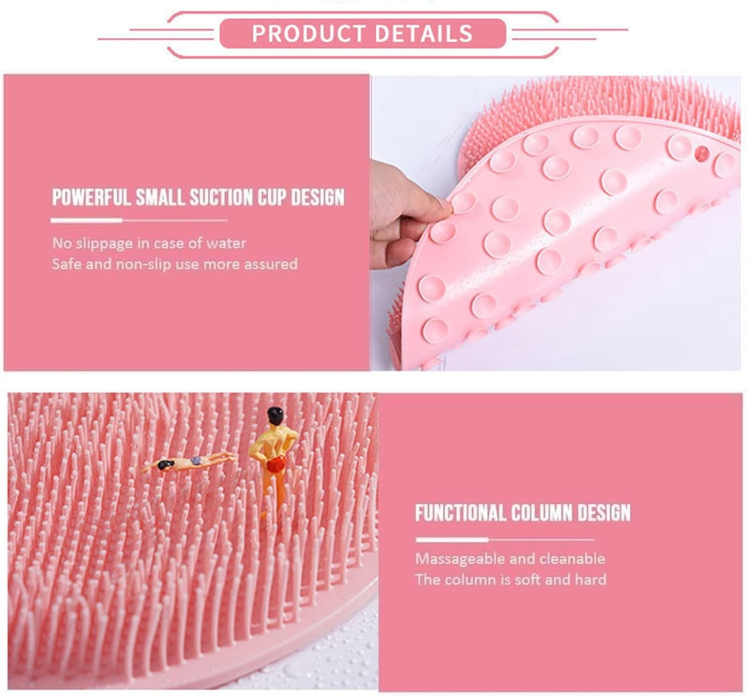 Upgraded Silicone Massage Bath Mat, Foot Scrubber Mat, Silicone Massage Shower Mat with Strong Suction Cups, Exfoliating Body Wash for Feet, Back & Multiple Areas (Purple)