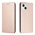 thumbnail image 5 of SaniMore for iPhone 14 Plus Wallet Case, Wrist Strap Magnetic Clasp, Card Slots Carbon Fibre Skin Shockproof TPU Anti-drop Anti-scractch Stand Business Full Protective Shell for iPhone 14 PlusRosegold, 5 of 10