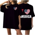 thumbnail image 2 of Fiudx Tops para Mujer Camiseta de Manga Corta con Cuello Redondo y Estampado Informal En La Parte Delantera y Trasera Del Día de La Independencia para Mujer, 2 of 5