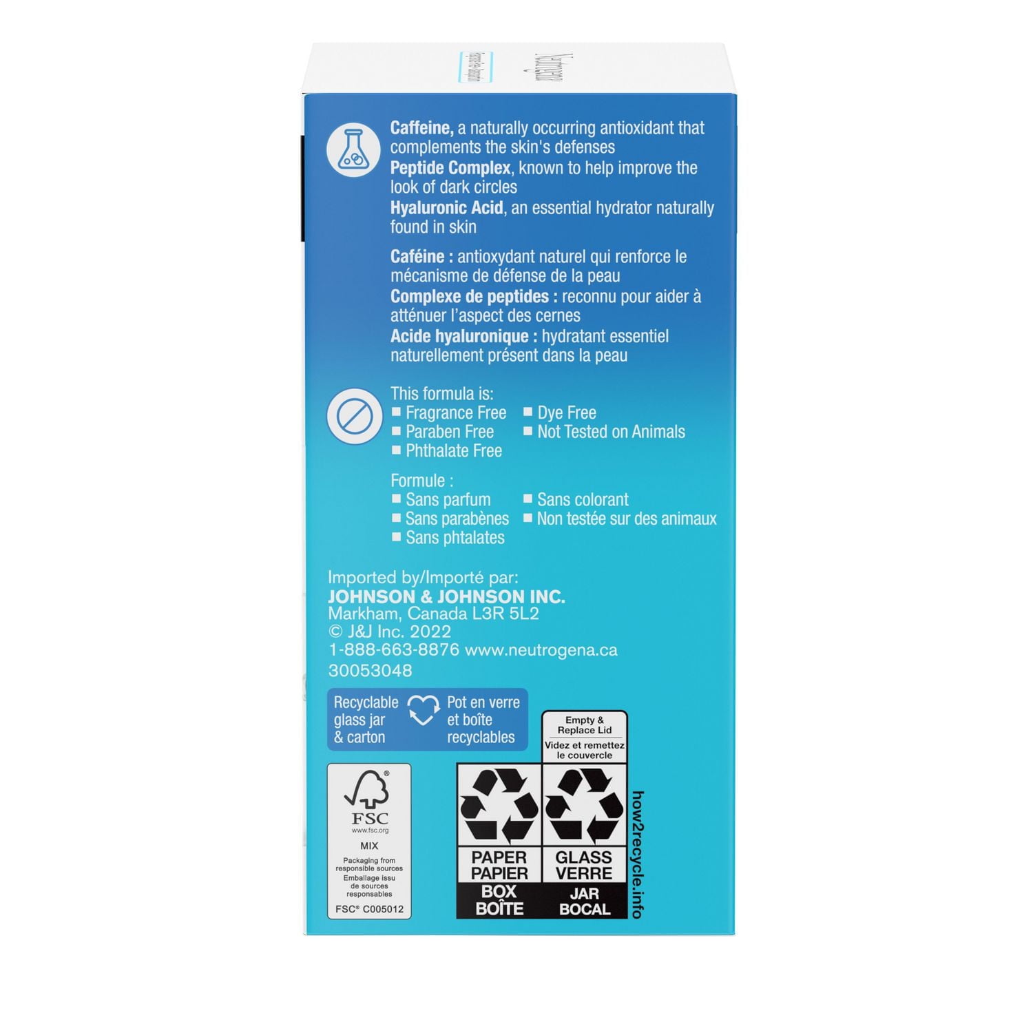 Neutrogena Hydro Boost+ Caffeine Eye Gel Cream, Hyaluronic Acid Eye Cream, Antioxidant Moisturizer, Fragrance Free, 14 g