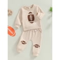 thumbnail image 3 of FEORJGP Toddler Boys Girls Casual Sweat Pants Set 3M 6M 12M 18M 2T 3T Infant Baby Long Sleeve Sweatshirts Football Print Pullovers Round Neck Tops Swerl Fashion Comfy Outfits for Spring Fall, 3 of 8