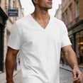 thumbnail image 6 of USNSM Mens Cotton Linen Shirts Short Sleeve Basic Tops Casual Versatile Summer Beach Tee V-Neck Lightweight Fashion T-Shirt White XXXL, 6 of 8