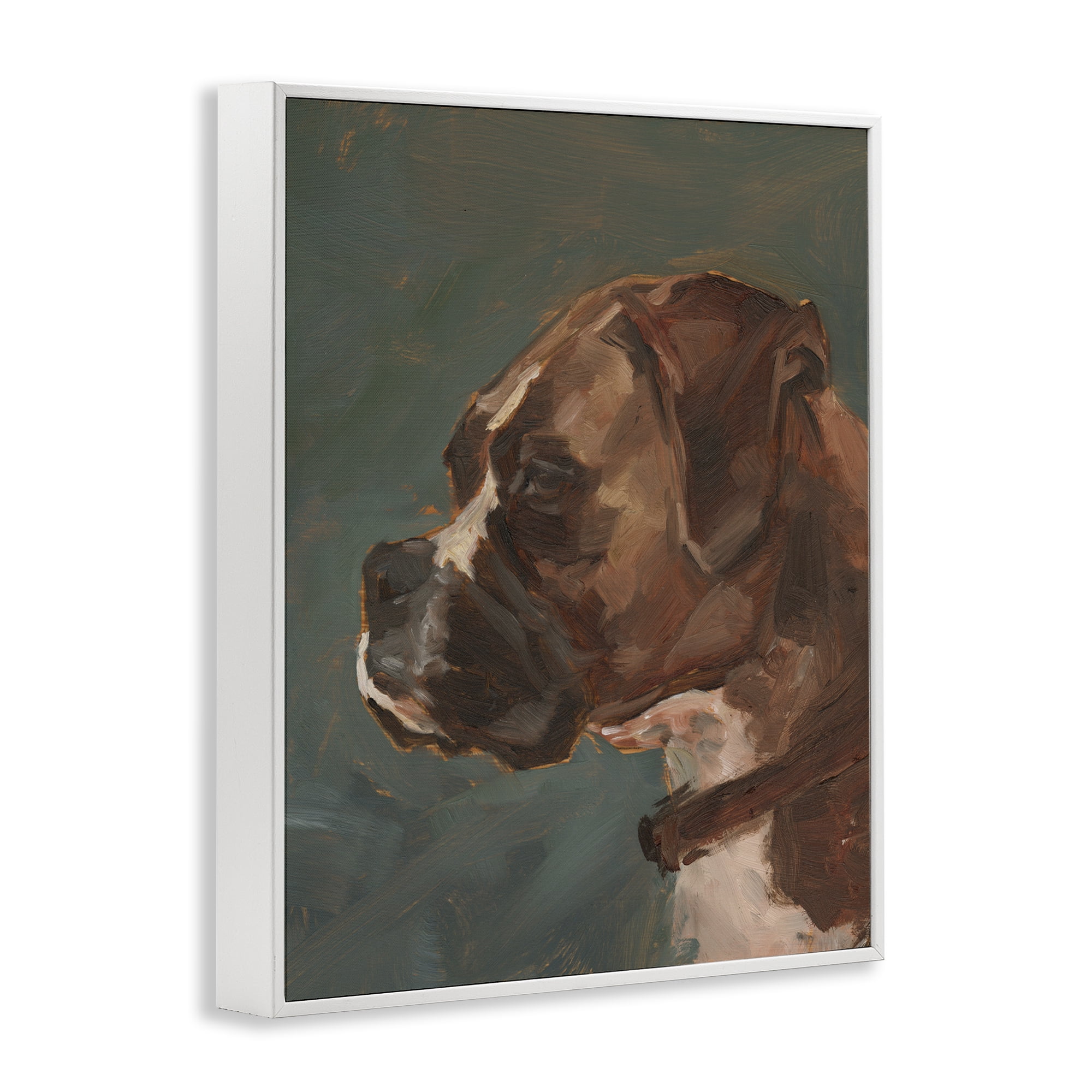 Stupell Industries Bulldog Gazing Portrait Animals & Insects Painting White Framed Art Print Wall Art, 16 x 20