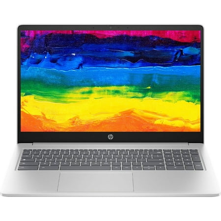 HP 15.6" HD Chromebook, Intel Quad-Core Processor, LPDDR5 8GB RAM, 64GB eMMc+ 256GB Micro SD Card, Webcam, Numeric Keyboard Home & Student Laptop, Chrome OS, Natural Silver