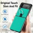 thumbnail image 5 of Samsung Galaxy Z Flip 3 Phone Case, PU Leather Protective Cover with Ring Strap Shockproof Lightweight Smartphone Protector Case for Samsung Galaxy Z Flip 3 ZH Green, 5 of 13