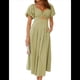 thumbnail image 2 of Vestido Bohemio de Verano para Mujer, con Escote en V, Corta, Corte A y Bolsillo. Verde L, 2 of 10