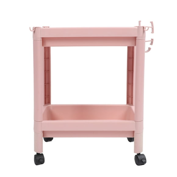 Bathroom Floor Storage Shelf Multi Layer Stable Durable Standing Shelf Unit Freestanding Corner Rack Shelves Pink 2 Layers (with Wheels)
