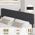 thumbnail image 2 of Queen Size Bed Frame with Adjustable Headboard, Upholstered Platform with USB Ports, Dark Grey, 2 of 7
