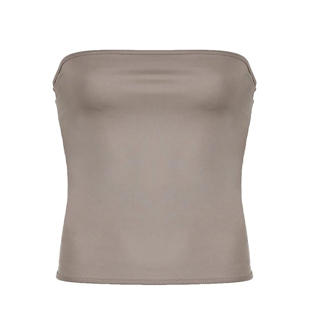 Tops de tubo básicos vintage lisos sin tirantes para mujer, sin costuras, con hombros descubiertos, sexys, ajustados, sin espalda, informales, a la moda, sin mangas
