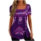thumbnail image 2 of ICHUANYI Clearance Fashion Woman Causal Printing Blouse Short Sleeve T-Shirt Summer Button Tops(Purple, M) ICHUANYI WER2023081110668, 2 of 6