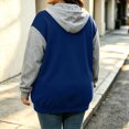 thumbnail image 5 of Nugftut Hoodies for Women Plus Size Color Block Raglan Sleeve Pockets Zip Hooded Sweatshirts, 5 of 7