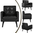 thumbnail image 4 of Alden Design Mid Century Faux Leather Tufted Accent Chair for Living Room, Black, 4 of 7