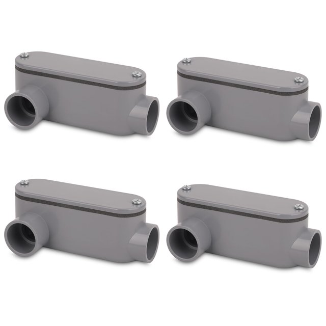 Cuerpo de conduit CKVIHAV de PVC rígido de 3/4" tipo LR, paquete de 4, gris