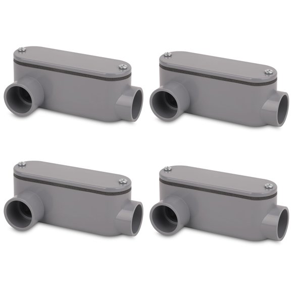 Cuerpo de conduit CKVIHAV de PVC rígido de 3/4" tipo LR, paquete de 4, gris