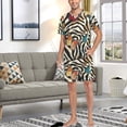 thumbnail image 7 of joogoo Men's Pajama Set Butterflies on Zebra Stripes V-Neck Pj Shorts Set 2 Piece Loungewear Sleepwear L, 7 of 7