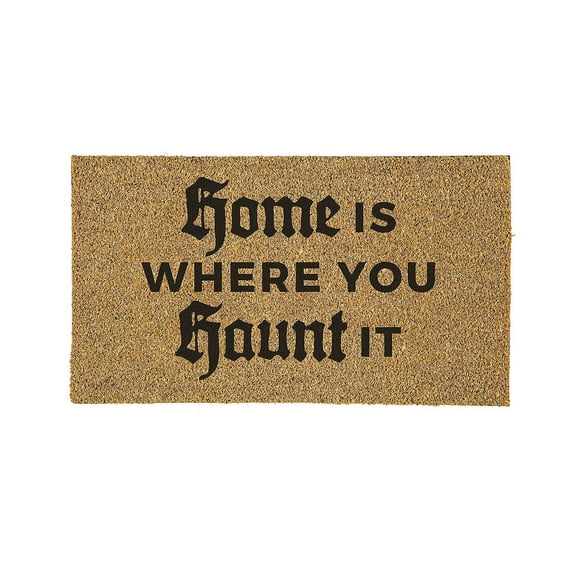 Evergreen 16 x 28 Inches Home is Where You Haunt It Door Mat | Non-Slip Rubber Backing | Dirt catching Natural Coir | Indoor and Outdoor Home Decor
