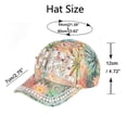 thumbnail image 3 of Helii Women Floral Print Baseball Cap Rhinestone Bling Hat Adjustable Cotton Summer Cap Vintage Flower Embroidery Hat Curved Brim Sun Cap Brown,One Size, 3 of 6
