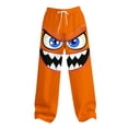 thumbnail image 3 of Casual Pants for Men with Smiling Face Print, Loose Fit Mid Waist Elastic Drawstring for Outdoor Vacation and Home, 3 of 5