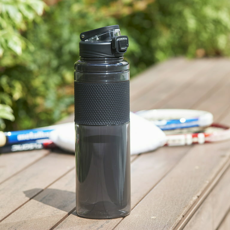 Mainstays 40 fl oz Rich Black Solid Print Insulated Stainless Steel Water Bottle with Narrow Mouth and Flip-Top Lid