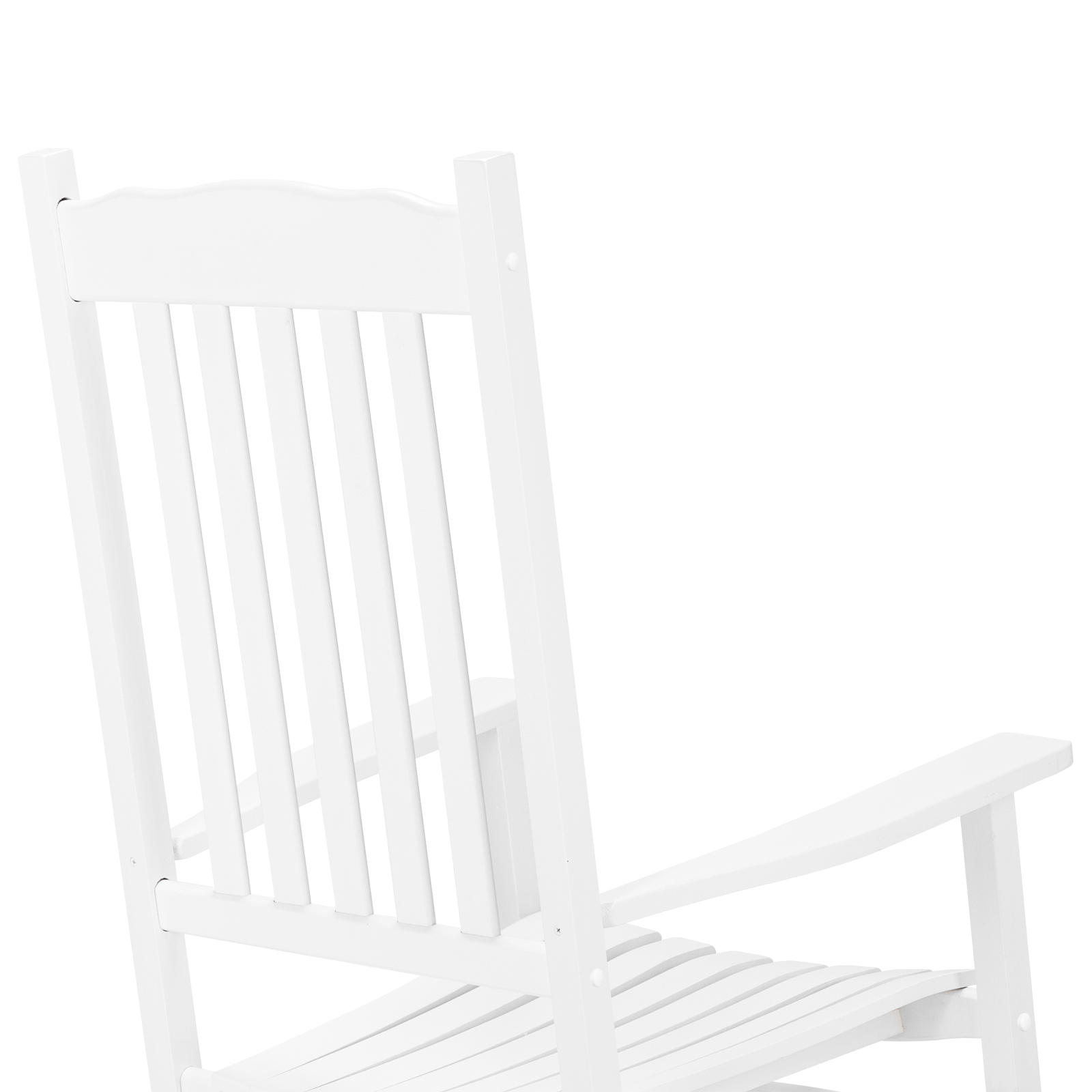 Outdoor Wood Rocking Chair, Wavy Backboard, Weatherproof Patio Rocker for Patio Garden Yard Balcony Poolside, White