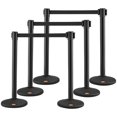 thumbnail image 1 of VEVOR Crowd Control Stanchions, 6-Pack Crowd Control Barriers with 3PCS 6.5FT Black Retractable Belts, Plastic Stanchion Queue Post, Belt Barriers Line Divider Stanchion Set, 1 of 9