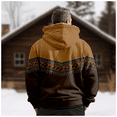 thumbnail image 5 of Men's Winter Print Hooded Jacket, Ethnic Pattern Fleece-Lined Thick Casual Zipper Coat for Outdoor Leisure and Holiday Gift,Light Brown,7XL, 5 of 5