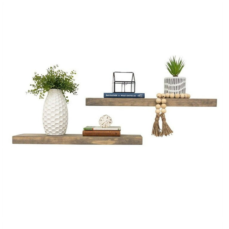 Evonne 2 piece pine on sale solid wood floating shelf