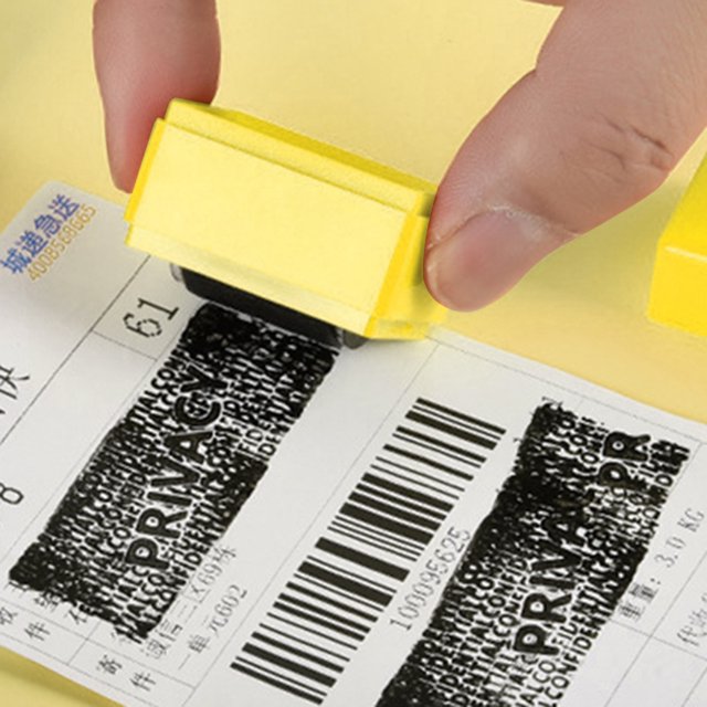 Sello Distorsionado Rodillo Sello confidencial Datos del paquete Sello autoentintable para privacidad (Amarillo)
