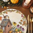 thumbnail image 3 of Birdhouse Round Braided Placemats Set of 8, Country Farmhouse Bird Sunflowers Berry Pumpkin Maple Leaf Heat Insulation Place Mats Washable Non-Slip Table Mats for Kitchen Dining Party, 15 Inches, 3 of 9