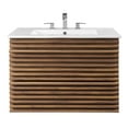 thumbnail image 6 of Sink Vanity Cabinet, Wall Mounted, Wood, Brown Walnut White, Modern Contemporary Urban Design, Hotel Bedroom Bathroom Master Suite Guest, 6 of 10