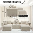 thumbnail image 5 of Ktaxon U-Shaped Sectional Sofa 112" W 3-Seater Corduroy Boneless Couch with Movable Ottoman Chaise for Living Room Beige, 5 of 9