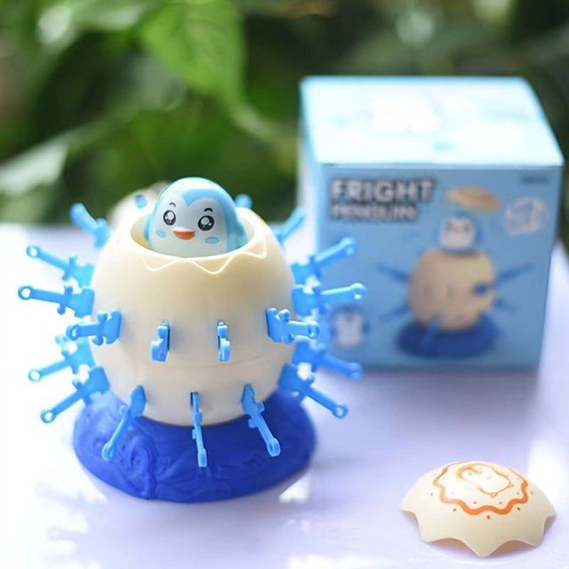1pc Mini Pirate Bucket Stab Toy, Penguin Toy Bucket For Party Tricky Game, Parent-child Interactive Toy, Easter Party Scary Egg, Children's Desktop Toy Easter Gift