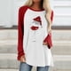 thumbnail image 2 of Camiseta de manga larga suelta con cuello redondo y copa de vino tinto con estampado navideño para mujer Fridja FKASFK1542, 2 of 4