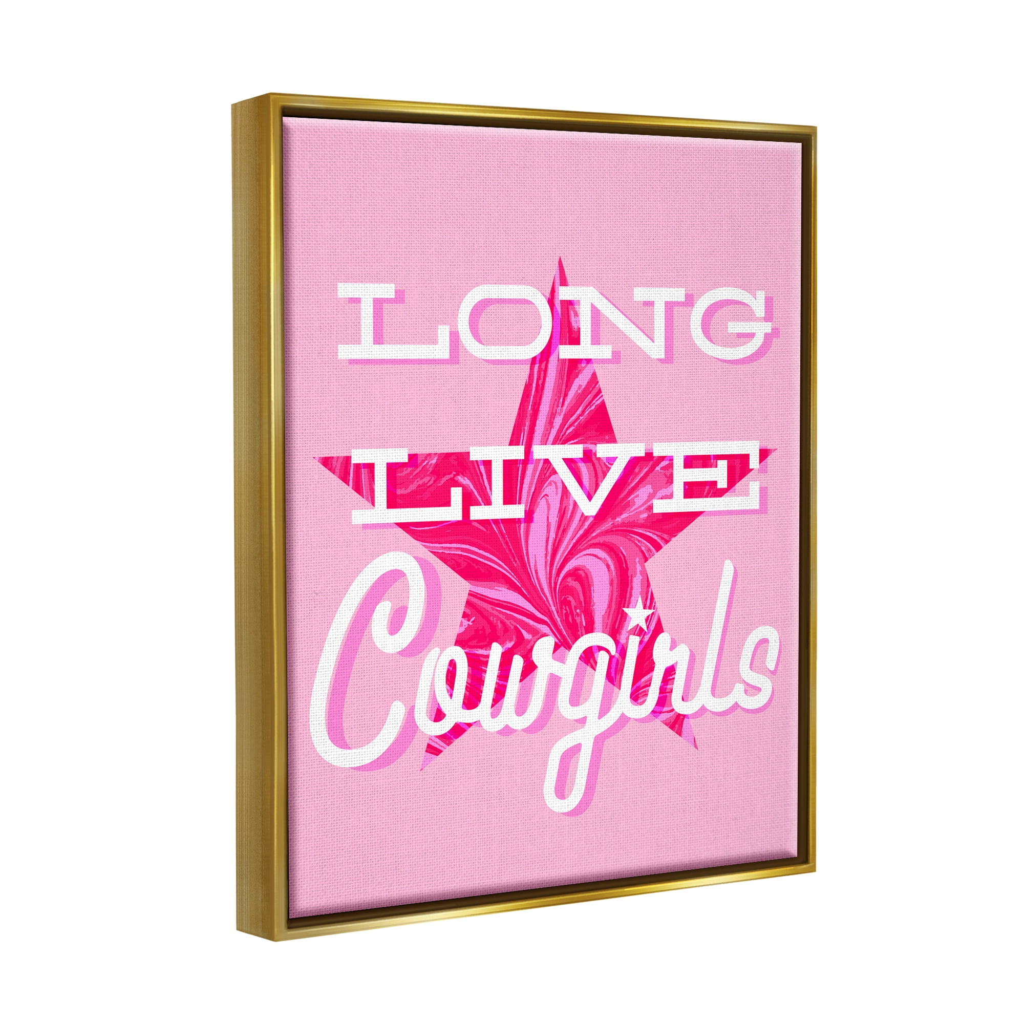 Stupell Industries Long Live Cowgirls Phrase Abstract Painting Gold Floater Framed Art Print Wall Art, 17 x 21