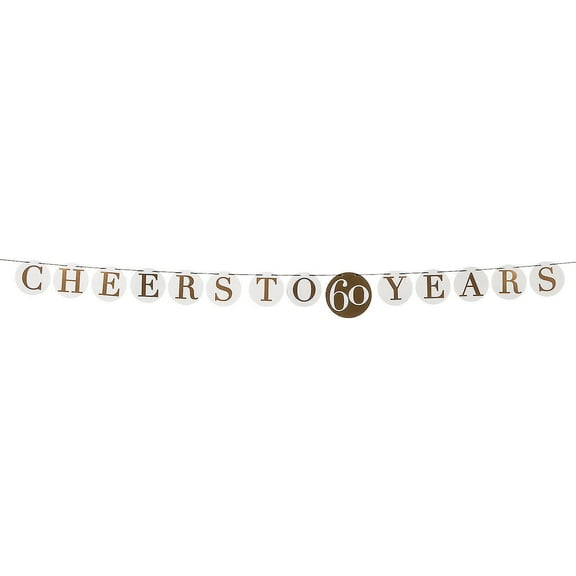 Fun Express - Cheers To 60 Years Garland for Birthday - Party Decor - Hanging Decor - Garland - Birthday - 2 Pieces