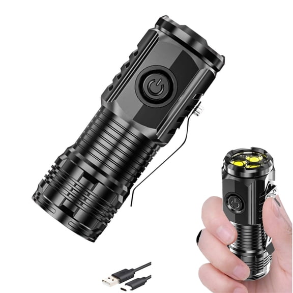 Bxaolu Mini Flashlight Super Lumens Rechargeable USB C Charging, Small Flashlight 5 Modes, Pocket Light with Clip, Magnetic Flashlight for Outdoor,Gifts for Hunting Camping Essentials, Black