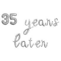 Cursive Script Letter Balloons - 35 YEARS LATER 16" Inch Alphabet Letters Foil Mylar Balloon 35th Anniversary Party Banner (Silver)