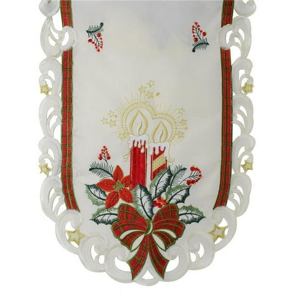 Sinobrite H0013-15x54 15 x 54 in. Plaid Bows with Candles Table Runner