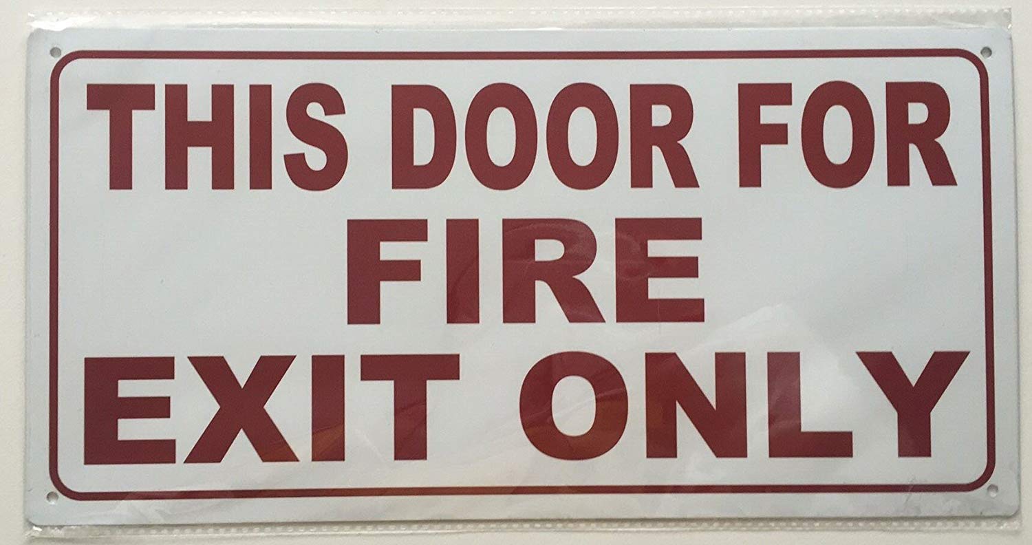 THIS DOOR FOR FIRE EXIT ONLY SIGN (WHITE 14X7 ALUMINIUM )