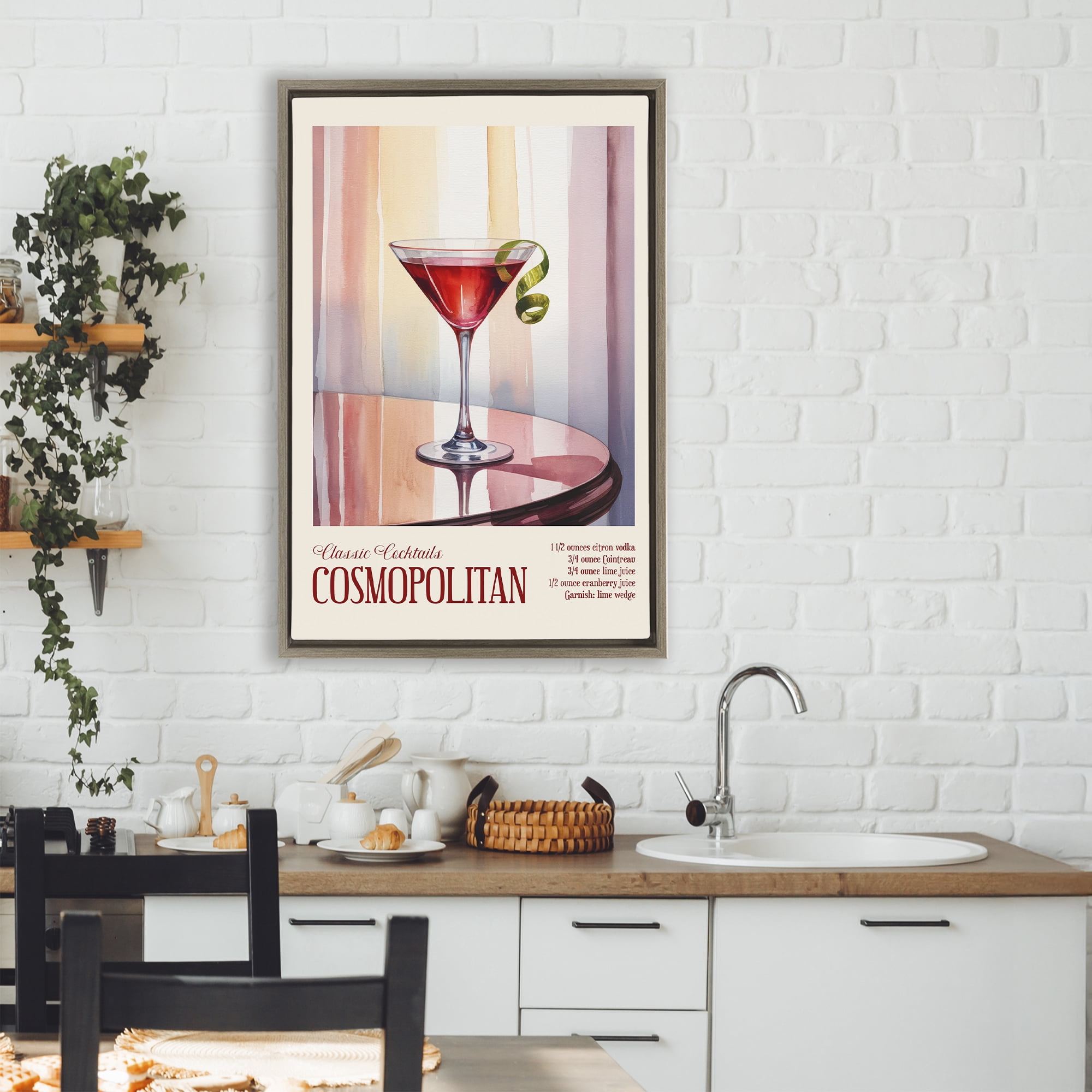 Stupell Industries Cosmopolitan on Reflective Table Brown Framed Floater Canvas Wall Art, design by Andreas Magnusson