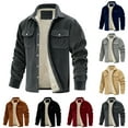 thumbnail image 4 of Rutainlusire Mens Fashion Casual Warm Fleece Lined Corduroy Thickened Cargo Jackets 2025 Men's Solid Color Long Sleeve Flap Front Buttoned Overcoat Thicker Coat, 4 of 4