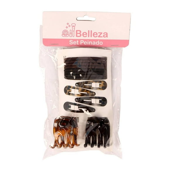 Set Peinado Prichos Belleza para Cabello Poliamida Café