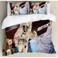 thumbnail image 3 of Outer Space Duvet Cover Set Twin Size, International Station Global Communication Orbiting over the Earth Rocket Photo, Decorative 2 Piece Bedding Set with 1 Pillow Sham, Multi, by Ambesonne, 3 of 3